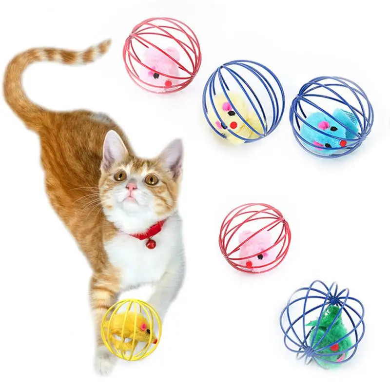 

Cat Toy Pet Ball Toy Cage Plush Rat Colorful Interactive Training Toys Kitten Puppy Mouse Cage Ball Cat Accessories Pet Supplies