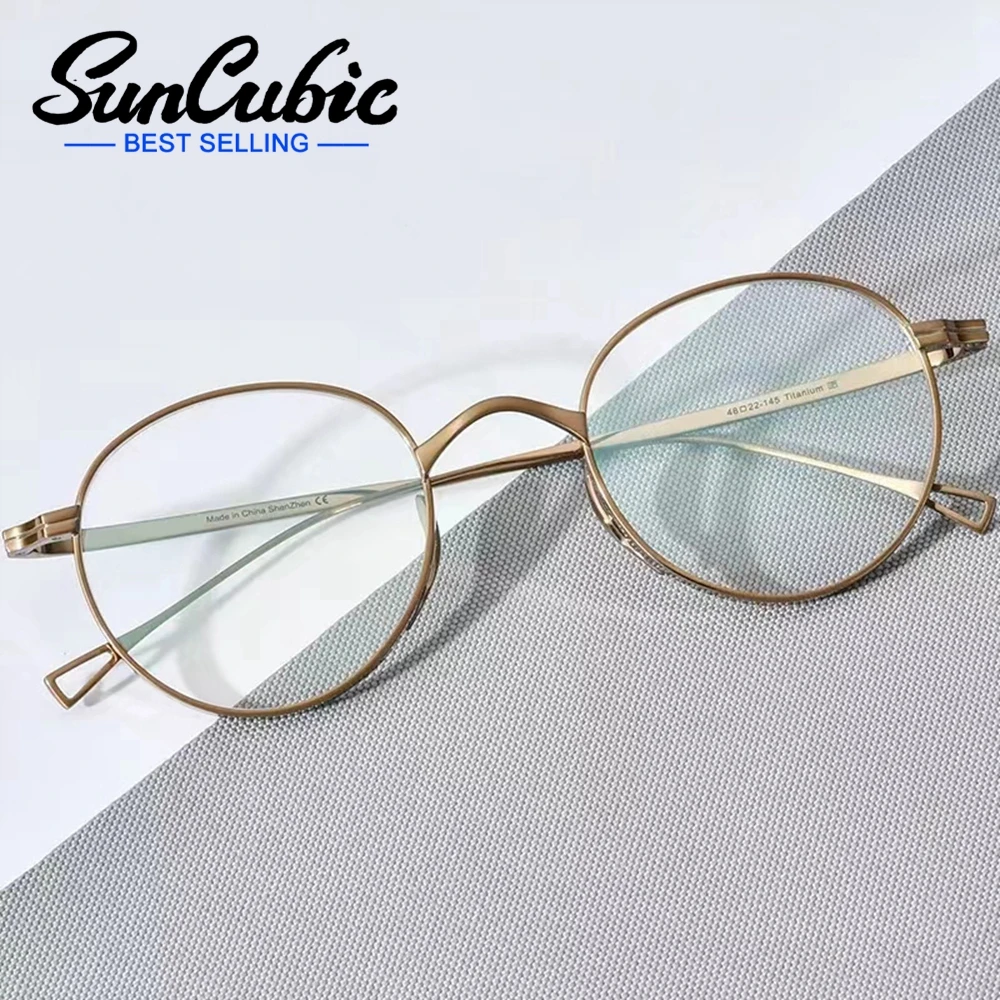 

SunCubic Vintage Pure Titanium Eyeglasses Frame Men Round Prescription Optical Glasses Frame Women Designer Myopia Eyewear JS627