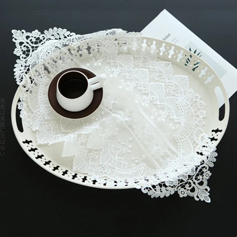 

European white lace embroidery pendant table flag hotel villas cabinets piano mantelpiece cover Christmas wedding party decor