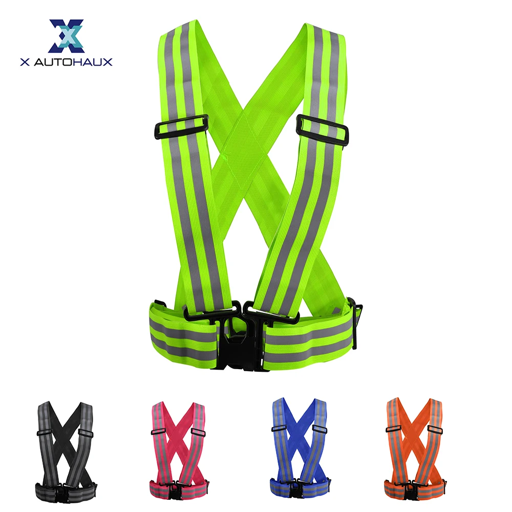 1pcs Elastic Strap Reflective Strap Adjustable Night Safety Cycling Vest Running Vest Reflective Vest Motorcycle Safety Vest