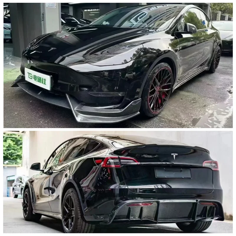 

For Tesla Model Y 2020 2021 2022 2023 High Quality Carbon Fiber Car Bumper Front Lip Rear Diffuser Side Skirt Spoiler Body Kit