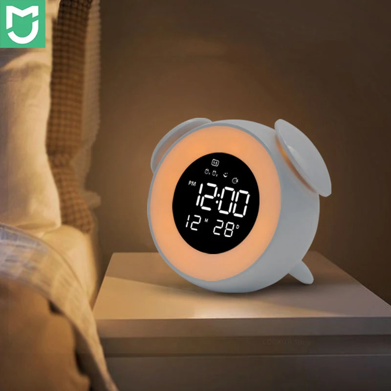 

MIJIA Bedside Sunrise Sunset Wake Up Light Digital Led Music Alarm Clock Bedroom Desk Calendar Snooze Clock Table Phone Charger