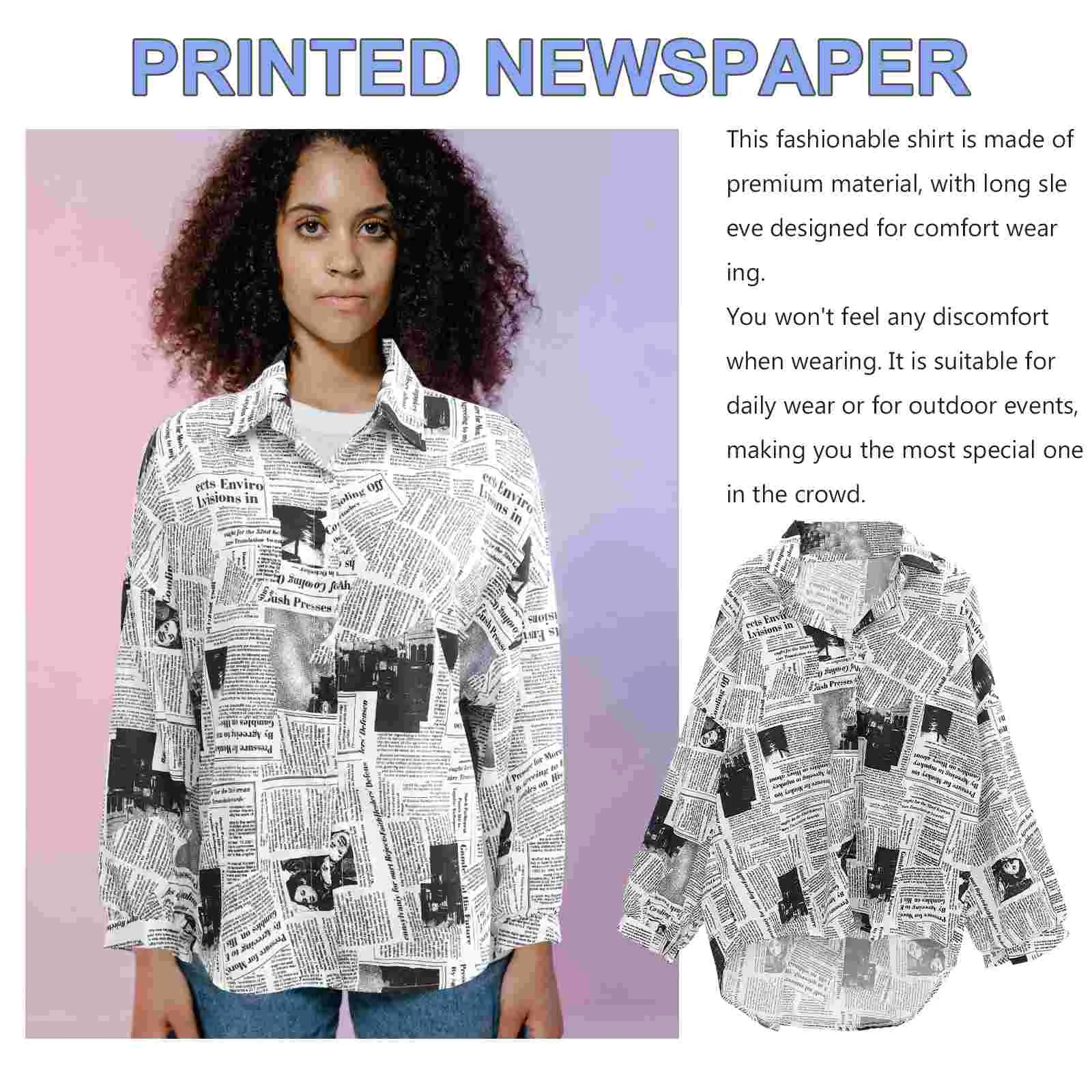 Женская модная газетная рубашка однобортная блузка с лацканами и длинными