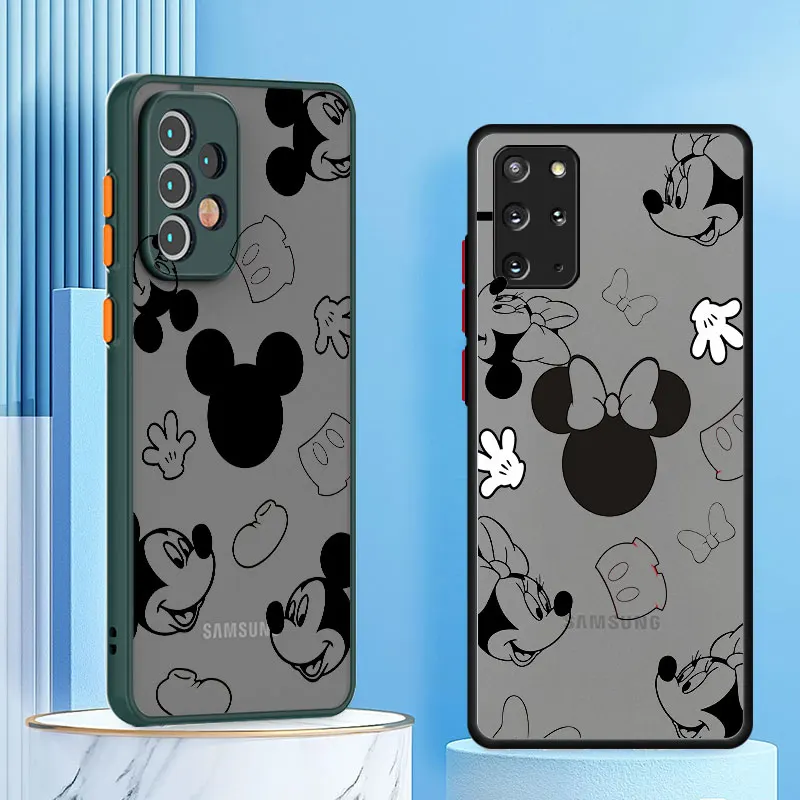 

Противоударный чехол для телефона Samsung Galaxy A13 A12 A21S A42 A33 A72 A51 A52 A22 A11 A73, Роскошный Жесткий ПК с логотипом Микки и Минни Маус