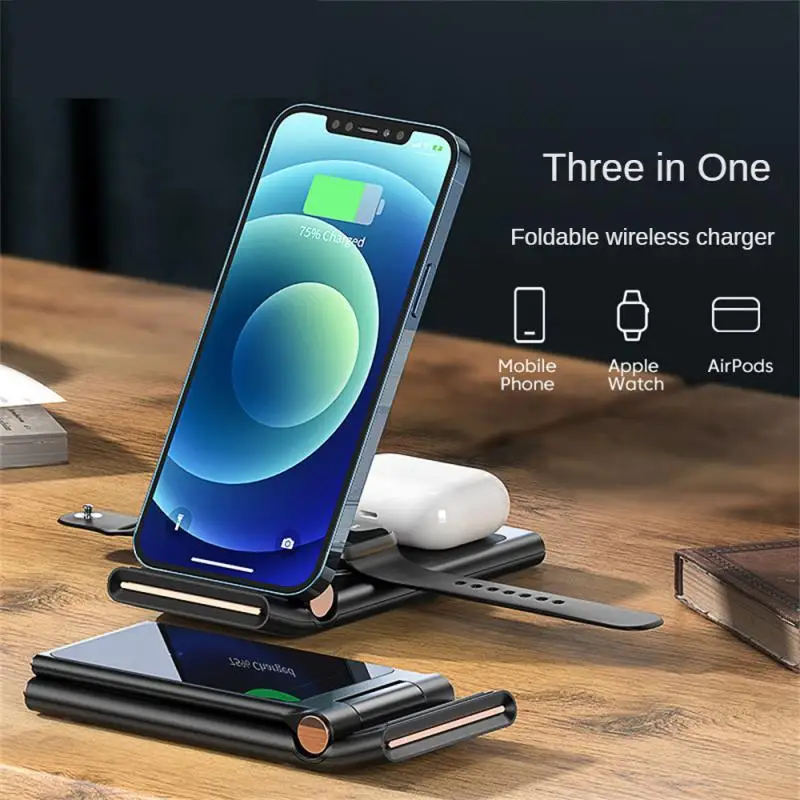 

Wireless Charging Multi-function Mirror Three-in-one Foldable 15W Mobile Phone Wireless Charger For IPhone 13 Wireless Charger