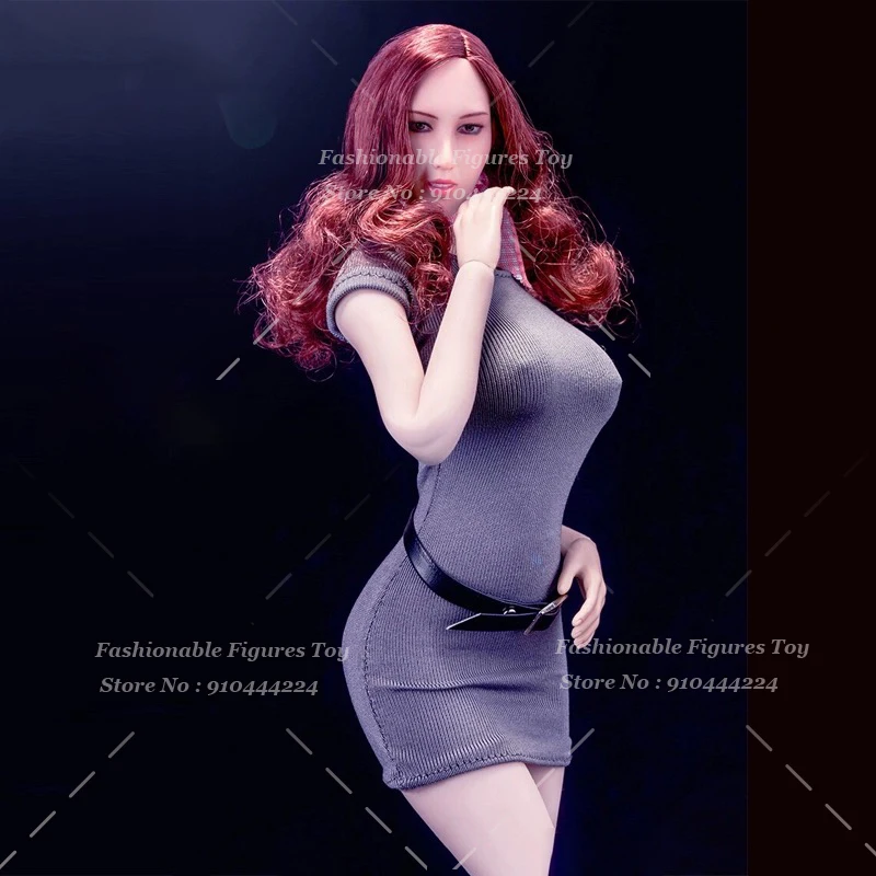 Женское платье-солдат 1/6 тонкое эластичное платье офисная юбка пояс воротник