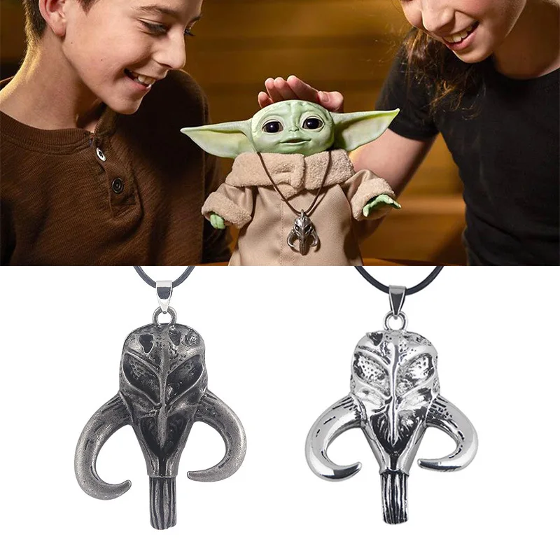 Disney Movie Star Wars Mandalorian Necklace Yoda Baby Leather Cord Vintage Pendant Necklace for Men Jewelry Accessories Gift