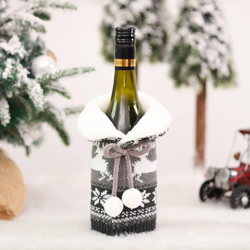 

Christmas Decor Bottle Cover Champagne Fabric Fitting Home Part Party Table Tool Wine Bottles Xmas Gift Accessory