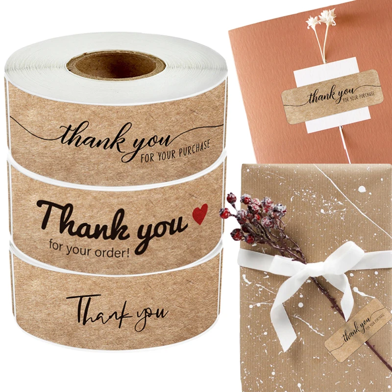 

120Pcs Kraft Thank You Stickers Seal Labels Thank You For Your Order Stickers Small Business Party Favors Gift Sealing Labels