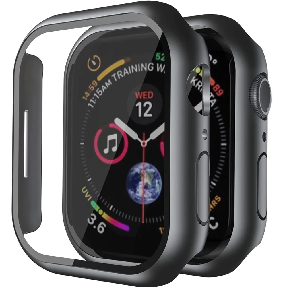 Стекло и крышка для Apple Watch Φ 44 мм/40 мм/45 мм/41 мм/42 мм/38 IWatch Series 4 5 6 SE 7 8, защита для экрана Apple чехол