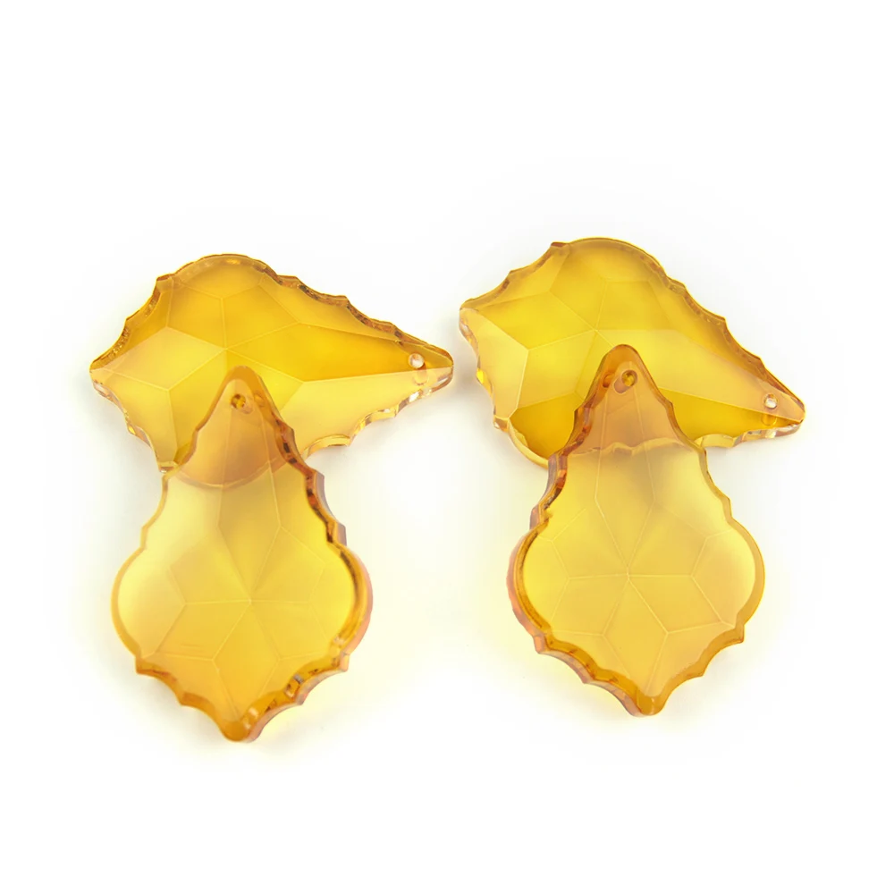 

5pcs 38-76MM Amber Maple Leaf Crystal Prism Suncatchers Chandelier Parts Glass Lighting Hanging Pendants Wedding Decoration