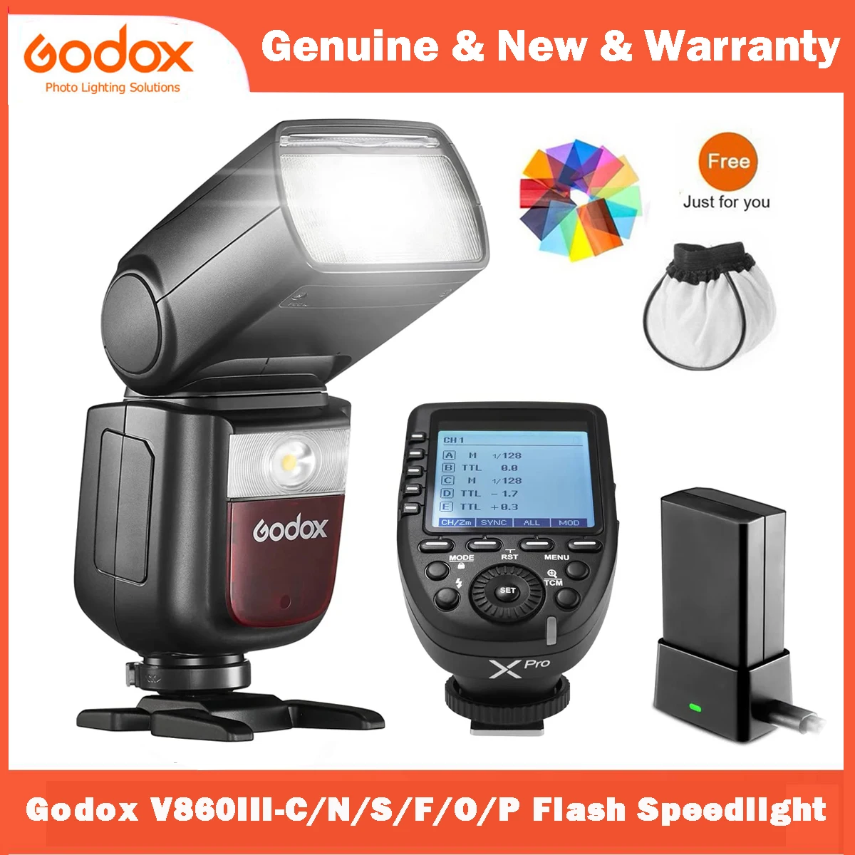 

Godox V860III Canon Nikon Sony Camera Flash Speedlite Speedlight Light 2.4G HSS 1/8000s 480 Full-Power Flashes with Xpro Trigger