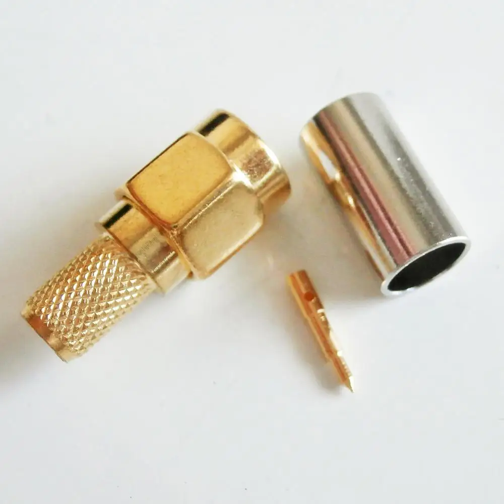 

50 шт. высококачественный радиочастотный соединитель гнездо SMA штекер обжим для LMR195 RG58 RG142 RG223 RG400 Кабельная вилка