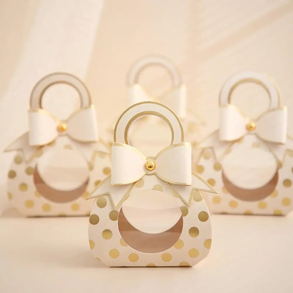 

1Pcs Cute Hand Bag Dot Candy Gift Box Baby Shower Wedding Dragee Box Favor Chocolate Paper Packaging Supplies Wrapping K8H8