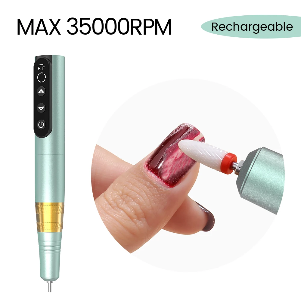 

35000RPM Nail Drill Electric Manicure Machine USB Rechargeable For Acrylic Nail Gel Polish Professional E-file Milling Nail File