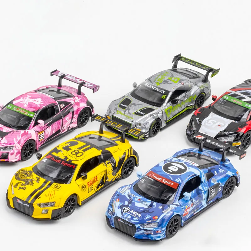 

1:32 Audi R8 LMS Le Pull Цветочная модель автомобиля, игрушечный сплав, имитация гоночного автомобиля, мужские игрушки, супер автомобили, коллекционные предметы, Рождество