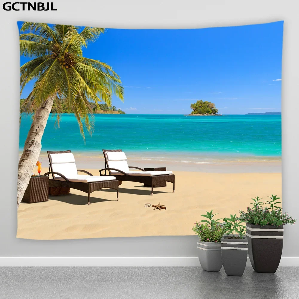 Океанский пейзаж настенный гобелен морская волна солнечный свет пляжный