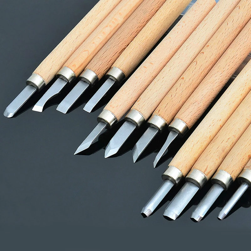 

12pcs/8pcs/6pcs Professional Wood Carving Chisel Knife Hand Tool Set For Basic Detailed Carving Woodworkers Gouges GYH