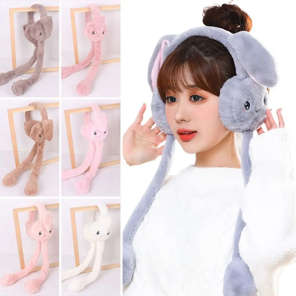 

Funny Toys Jumping Up Caps Student Couple Winter Plush Ear Muffs Ear Warmers Moving Rabbit Earmuffs Ears Protection