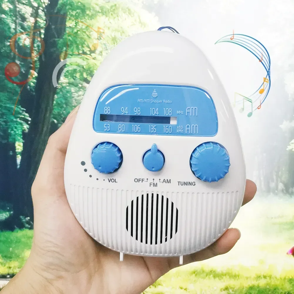 

Waterproof Shower Radio Indoor Desktop ABS Electronic Alarm Clock Stereo Build In Speaker Multiband FM AM Portable Mini