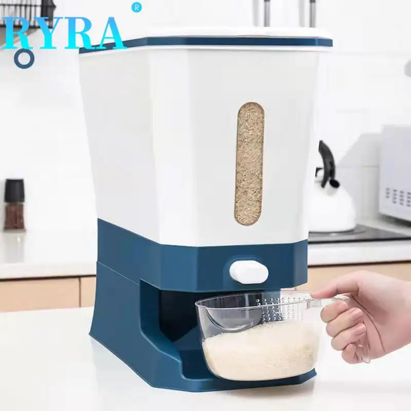 

New Rice Bucket Grain Sealed Jar Thickened Household Seal Rice Box Kitchen Container Measuring Rice Tank Rice Storage Containers