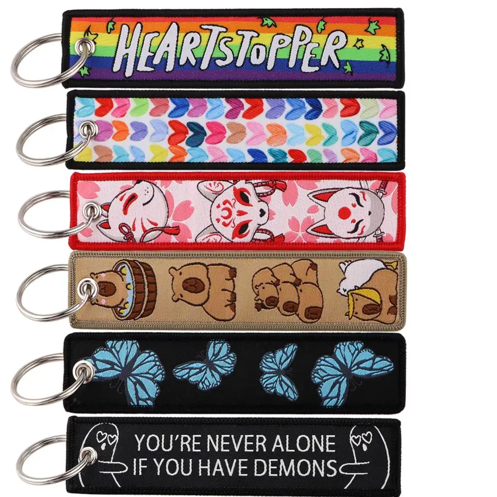 

Butterfly Love Quotations Key Tag Embroidered Keychain For Motorcycles Car Bag Backpack Chaveiro Key Ring Fashion Key Fobs Gifts