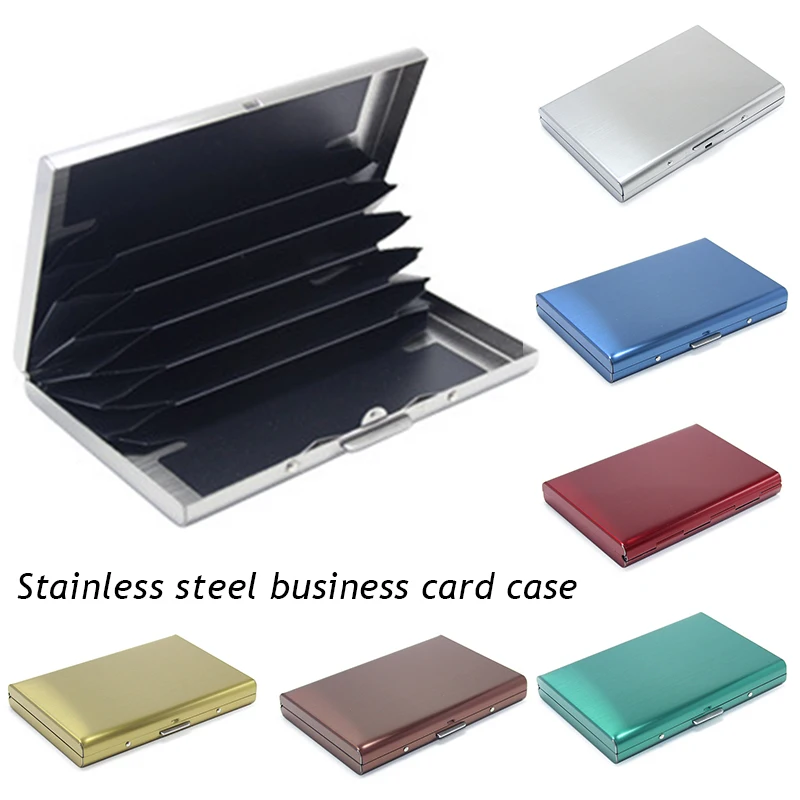 

Anti-theft Slim Stainless Steel Card Holder Protect 6 Card Slots Metal Credit Card Holder Travel Business ID Card Holder Case