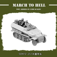 1100 miniatures wargame world war ii german army sdkfz 251 half track vehicle with 5 soldiers resin model kit