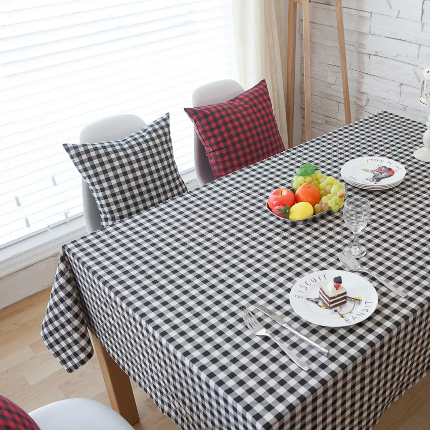 

Table For Kitchen Simple Cloth Tablecloth Black And White Lattice Linen Tea Table Dining Picnic cover plaid tablecloth