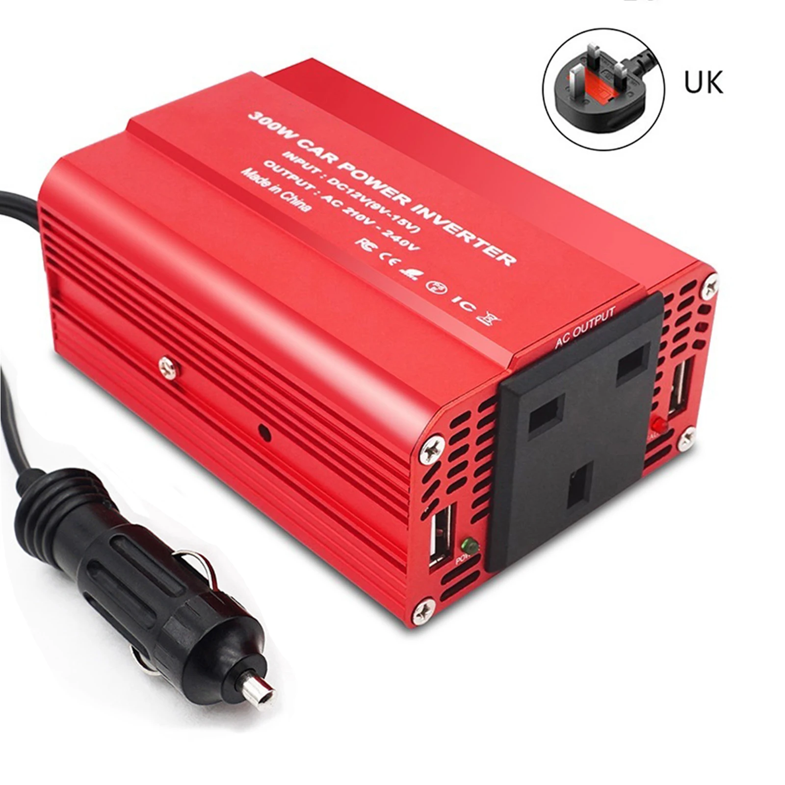 

Car Inverter 300W 12V Power Inverter DC to AC Converter with 2 USB Ports and AC Outlet Car Outlet Adapter Car Charger Converter