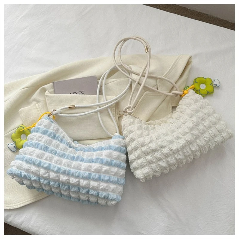 Пузырьковый плиссированный рюкзак текстурная Сумка-тоут под подмышек