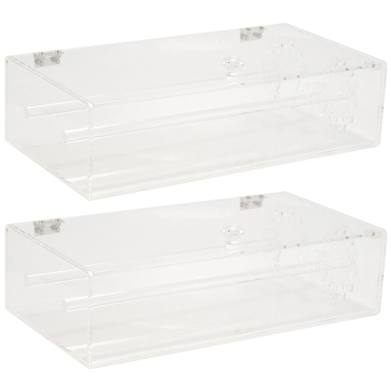

2X Acrylic 24 Hooks Rotation Necklace Display Stand Pendant Display Organizer Holder Dust-Proof Jewelry Display Box