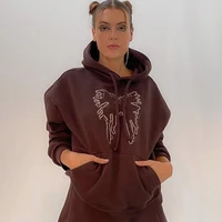 butterfly embroidered sweatshirt set women solid color casual sport style hoodies suits spring autumn loose all match streetwear