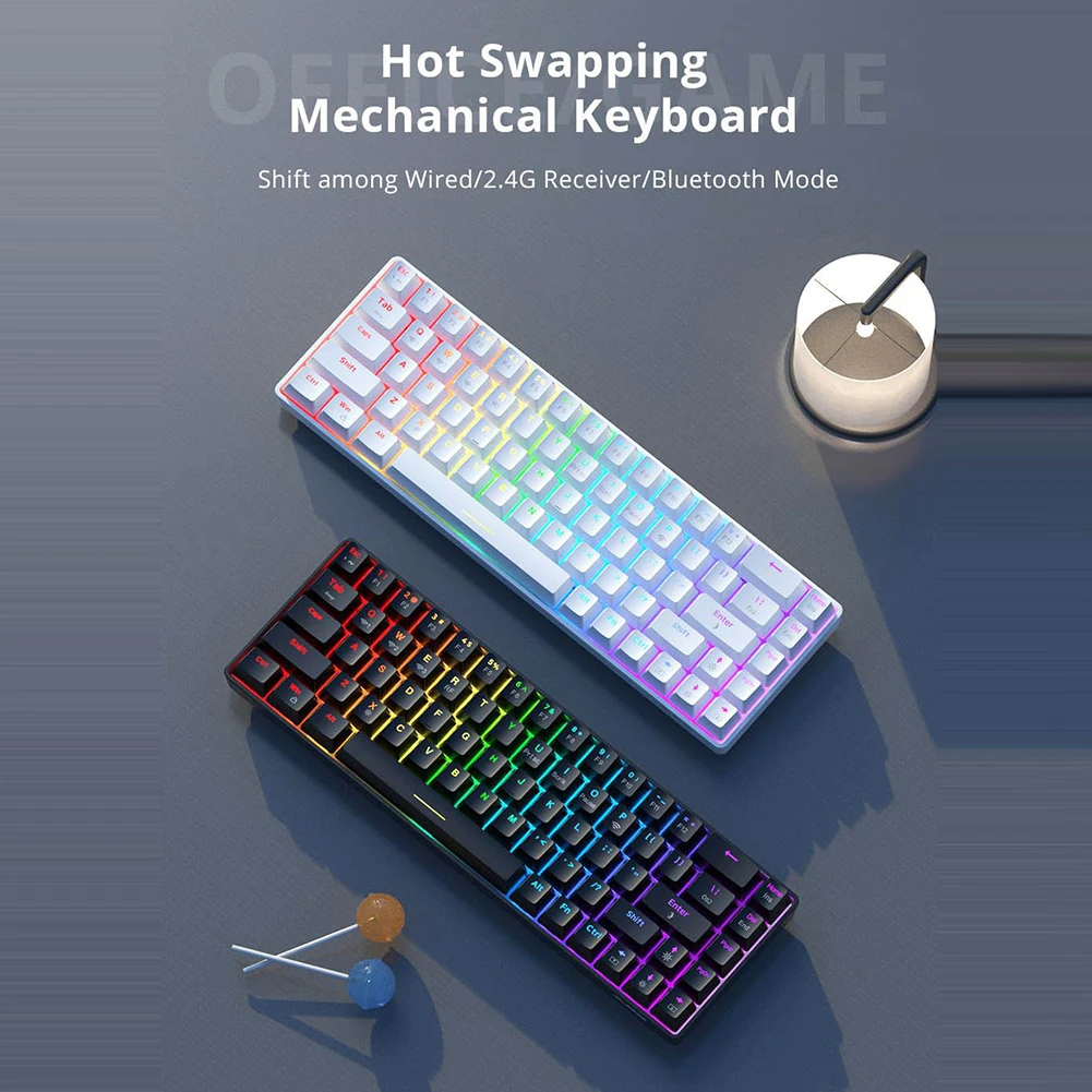 

Механическая игровая клавиатура K685T, 2,4 ГБ, 68 клавиш, красная/коричневая механическая клавиатура с переключателем, горячая Распродажа, «сделай сам», для ноутбука, ПК, геймера