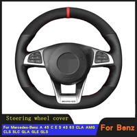 diy car steering wheel cover braid wearable soft suede leather for mercedes benz a 45 c e s 43 63 cla amg cls slc gla gle gls