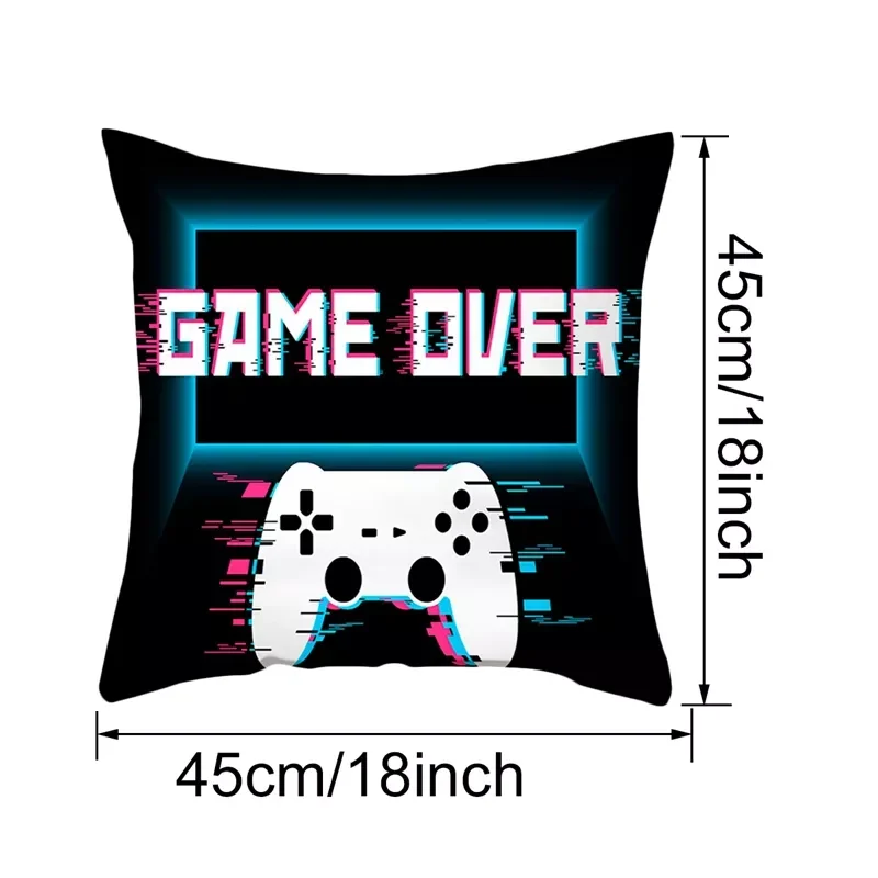 

Game Cushion Covers Happy Birthday Gamepad Boy Inflate Party Supplies GAME ON Pillowcase Happy Birthday Decor Kids Gifts