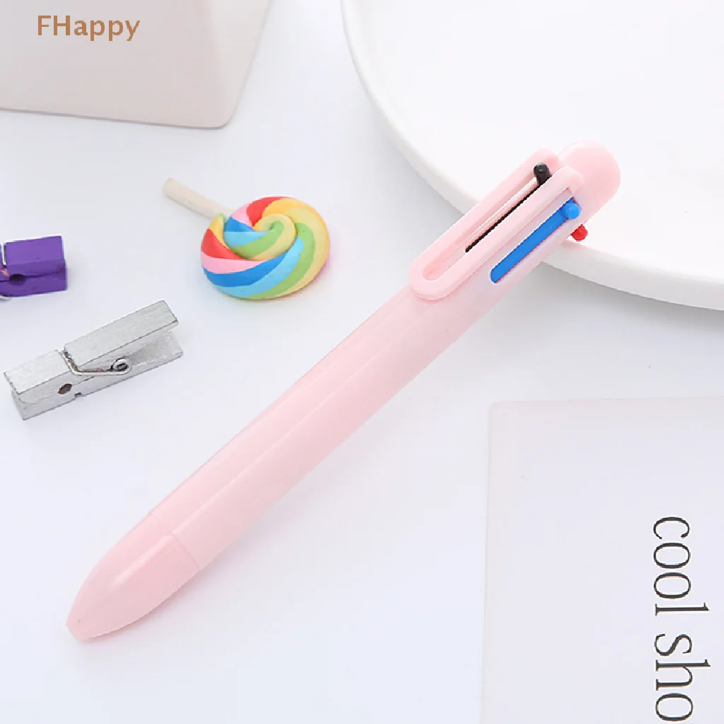 

Creative Macaron 6 Color Ball Point Pen Solid Color Press Oil Pen Multicolor Ballpoint Pen Multifunction Office Notebook Pen