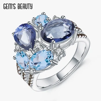 Swiss Blue Topaz Mystic Quartz Gemstone Ring - Luxury Fine Jewelry 1