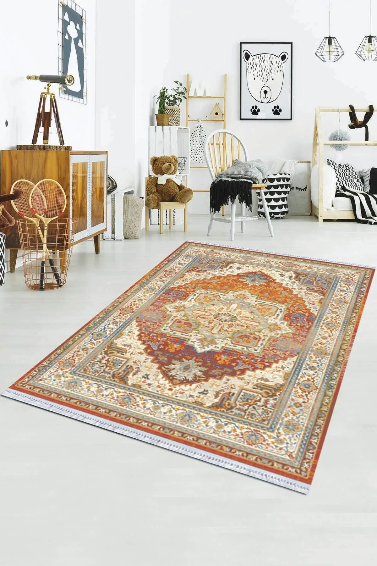 

Хлопковый нескользящий коврик, высококачественный богемный ковер ручной работы, тканый хлопковый ковер, Стирка в стиральной машине, Роскош...