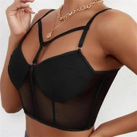 fashion womens tube top corset bustier bra sleeveless crop tops tank tops camisole sexy black transparent bra underwear