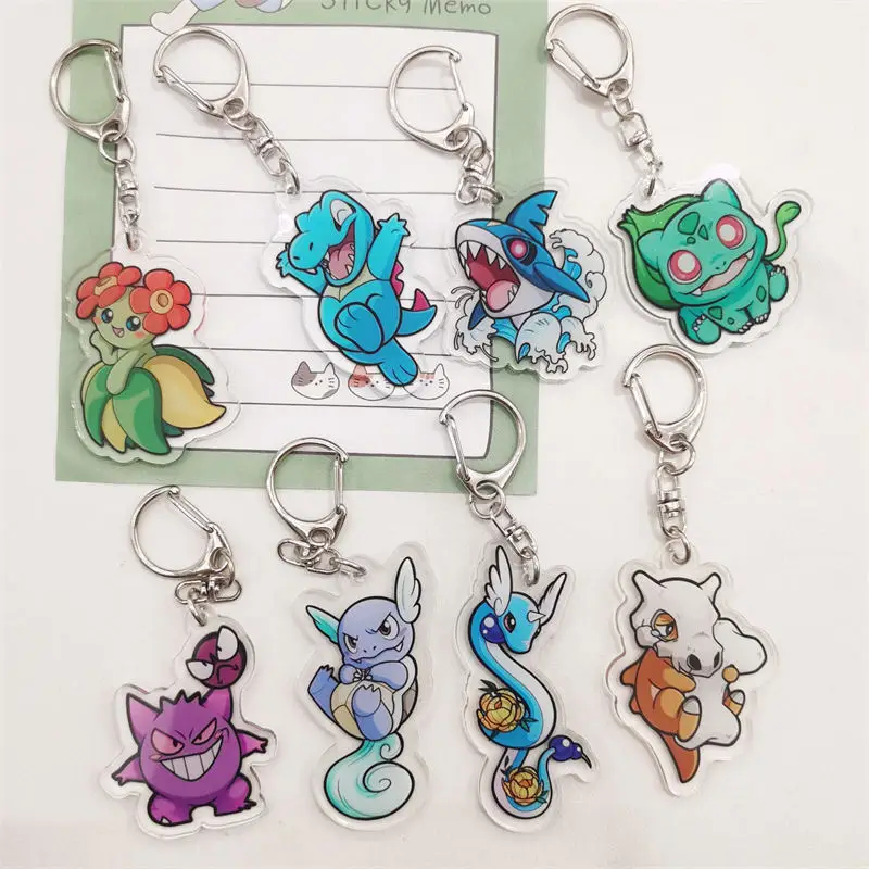 Pokemon Peripherals Pendant Pikachu Gengar Bulbasaur Wartortle PVC Keychain Ornament Anime Cute Model Accessories Children Gifts