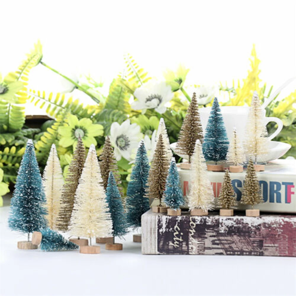 

Artificial Frosted Sisal Christmas Tree Crafts Mini Snow Frost Pine Decoration For Home Tabletop Xmas Decor Holiday Ornaments