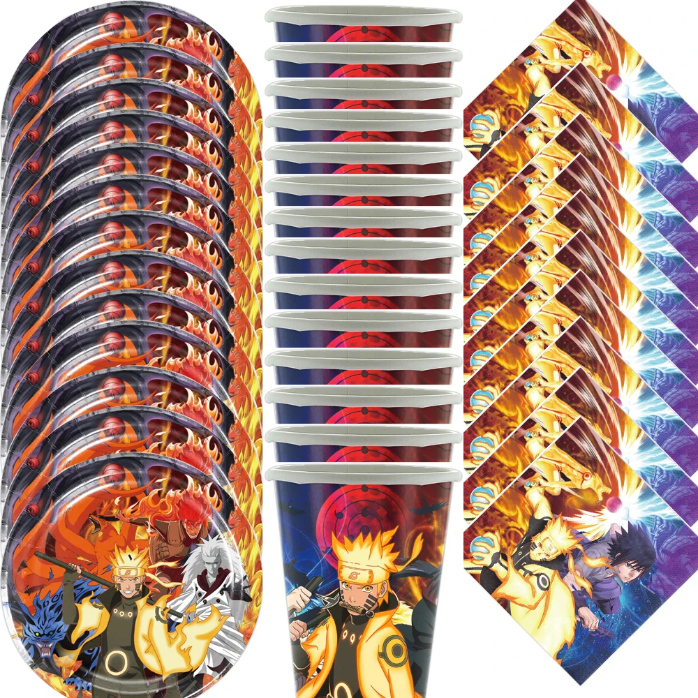 60 шт./лот Наруто тема для мальчиков и детей сувениры чашки тарелки салфетки с днем