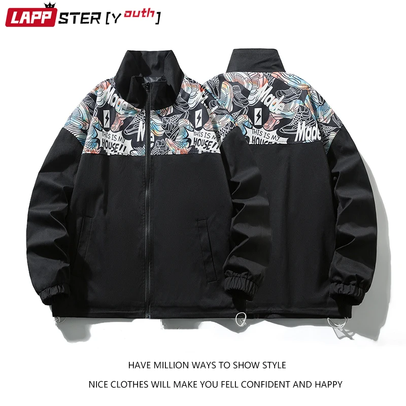 

LAPPSTER-Youth Men Stand Harajuku Patchwork Windbreaker 2023 Mens Letter Streetwear Bomber Jacket Male Fashion Varsity Jackets