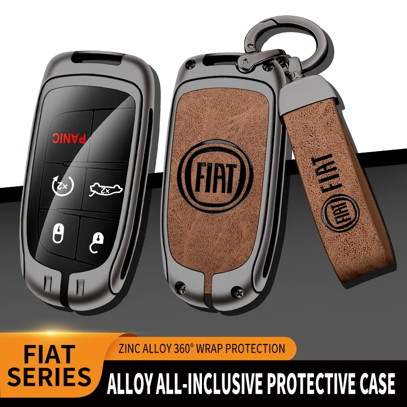 

Zinc Alloy Leather Car Smart Remote Key Cover Case Holder Shell For Fiat Freemont 2018 500X 500 500L Car Protection Accessories