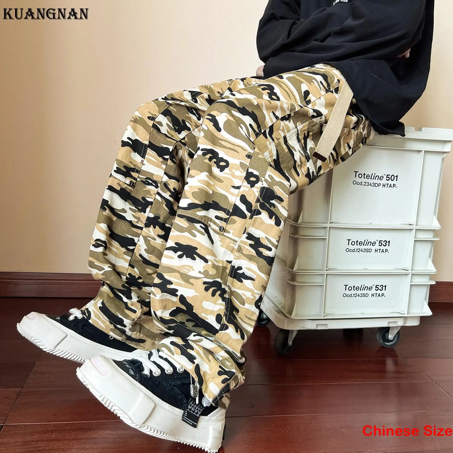 

KUANGNAN Straight Men's Tactical Cargo Pants Streetwear Overpants Mens Trousers Military Army Cargos Drawstring Male 2XL 2023