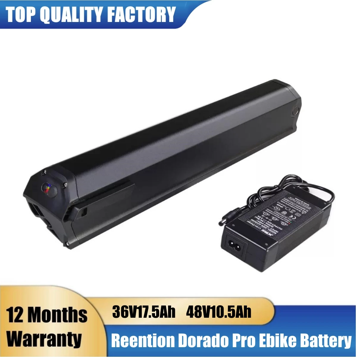 

Rechargeable Reention Dorado Pro Lithium Battery for Electric Bike, 36V, 10.4Ah, 14Ah, 17.5Ah, 48V Akku Inframe, Li-ion Battery