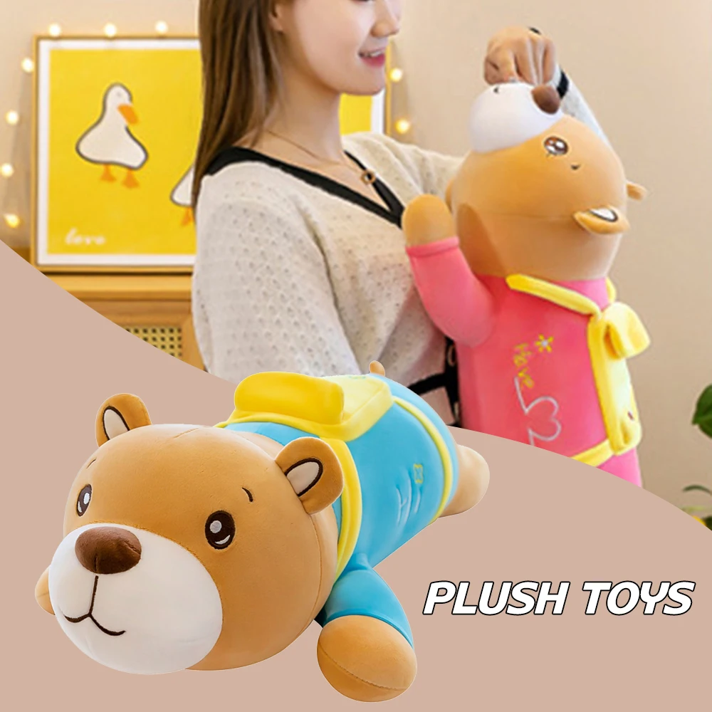 

Newly Cute Backpack Bear Plush Toy Super Soft Stuffed Doll Cartoon Animal Throw Pillow Plush Figure Toys Great Gift