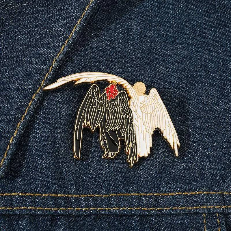 1 шт., жесткий металлический значок Angel & Demon, значок Angel Demon Aziraphale и Crowley, ювелирные изделия