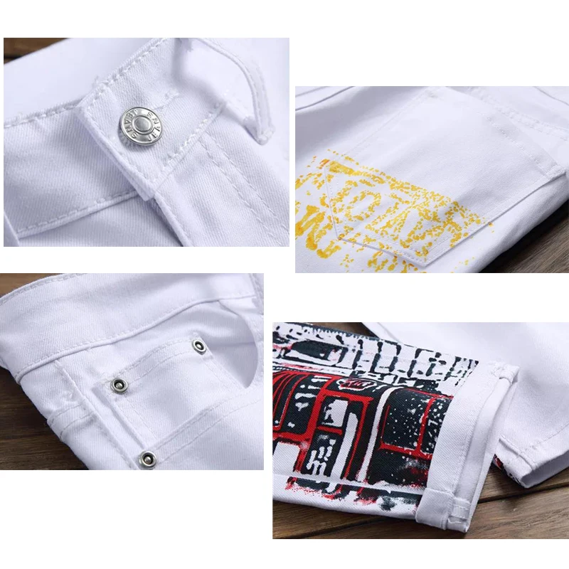 HOUZHOU Y2K Jeans for Men Slim Fit Stretch Goth Pants with Print Denim Trousers Male Punk Gothic Harajuku Men Skinny Hip Hop 5XL